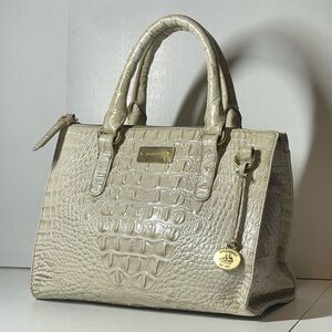 BRAHMIN Small Structured Handbag Croc Embossed Leather